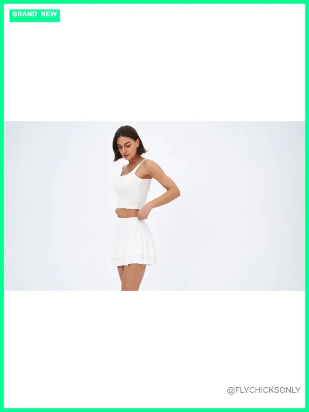 Flowy Ruffle Skort with Pockets High Waisted Layered Tiered Skirt Shorts
